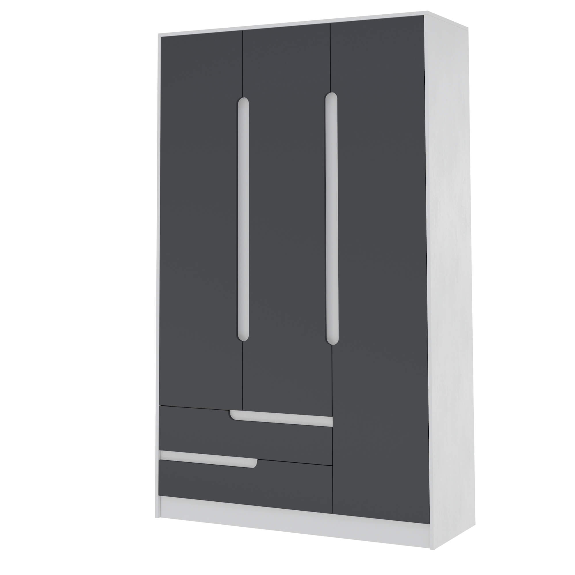 Спальня Гавана шкаф 3х ств. белый/графит серый