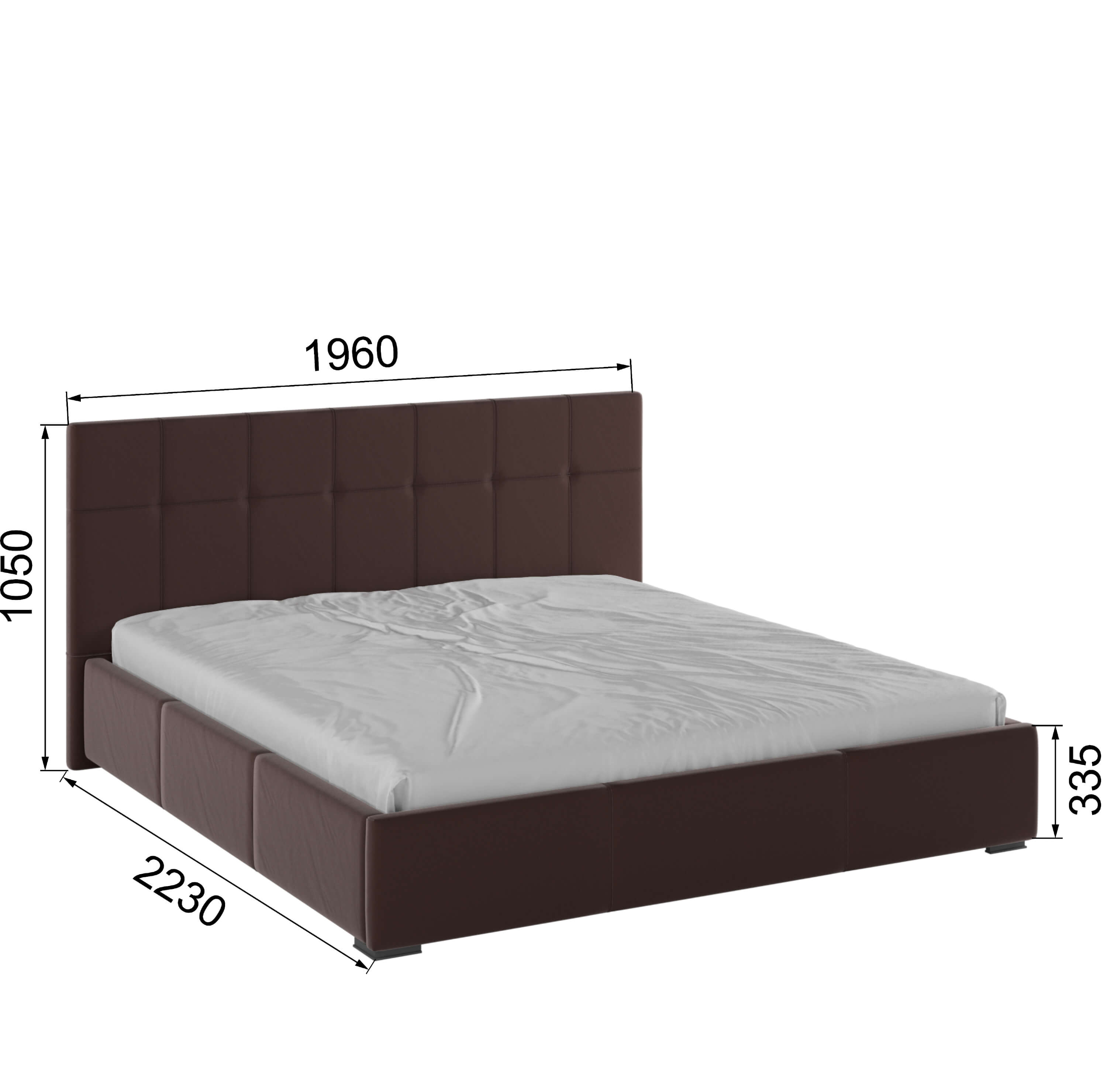 Корпус Рио интерьерной кровати (1,8м) коричневый квадрат