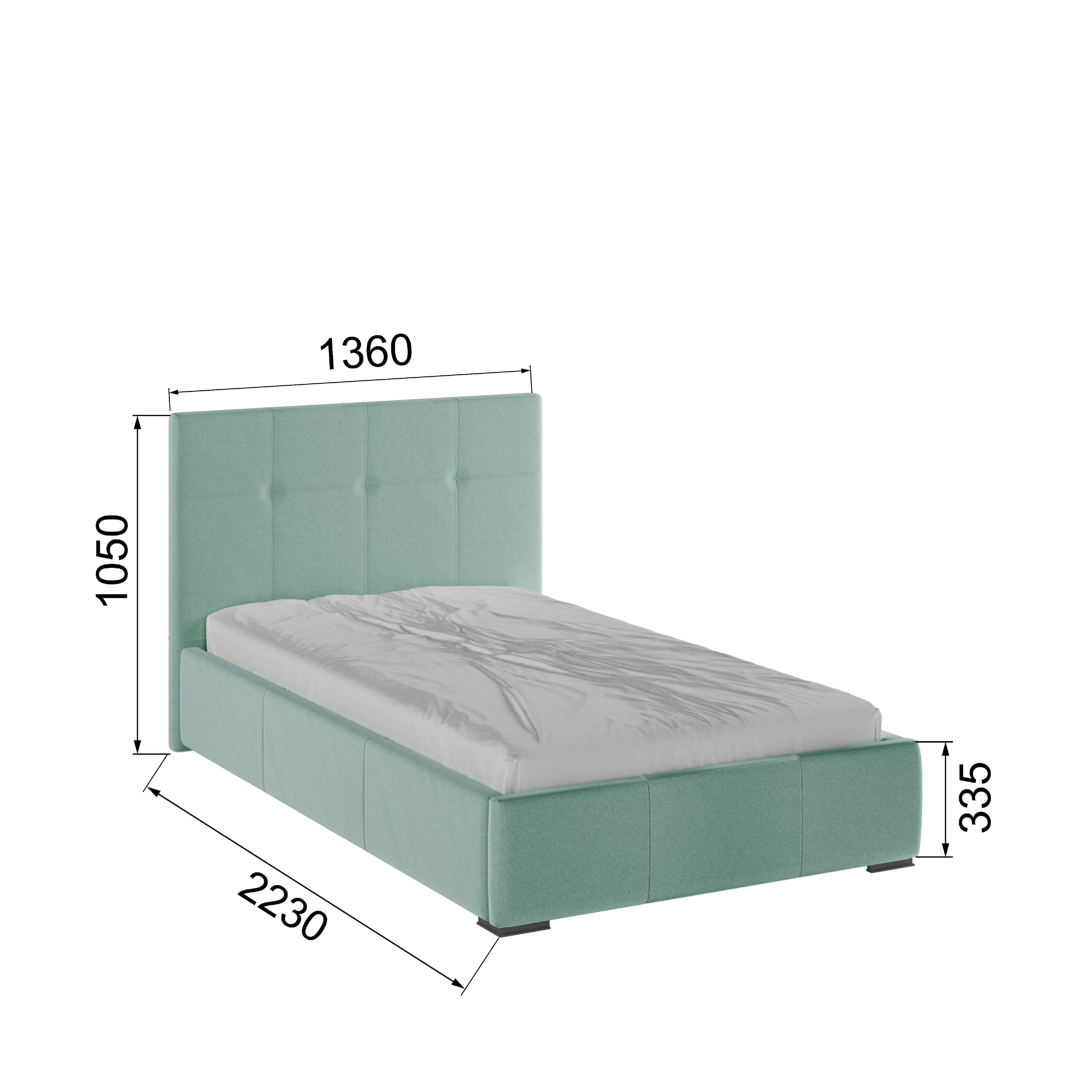 Корпус Рио интерьерной кровати (1,2м) мятный квадрат