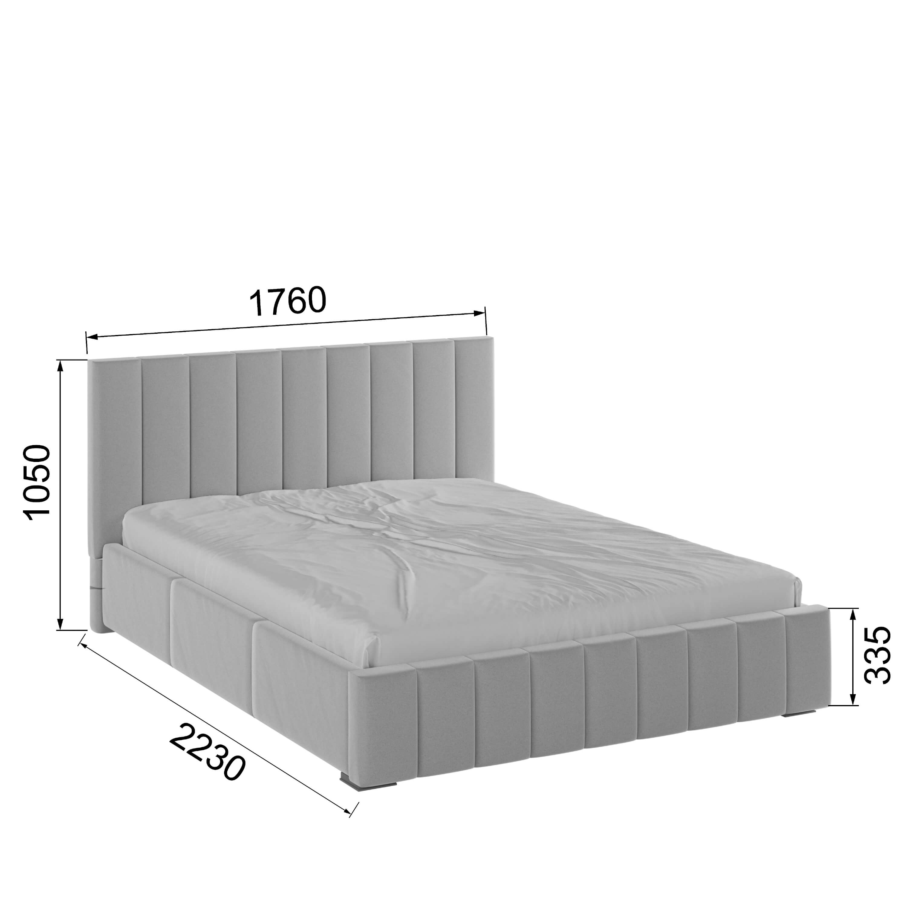 Корпус Нега интерьерной кровати (1,6м) светло-серый