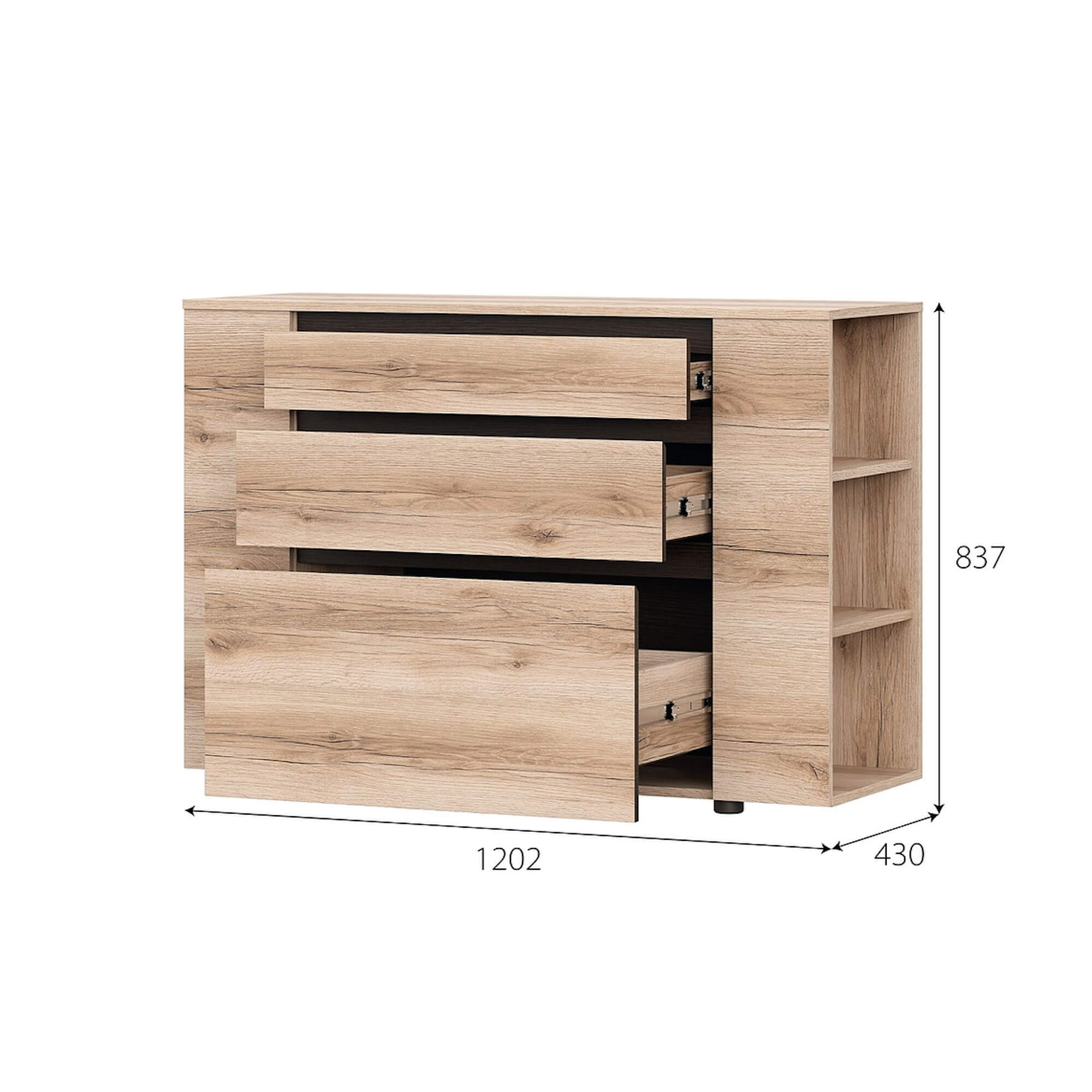 МС "Берген" Комод (Дуб Венге/Дуб Делано) серия 3