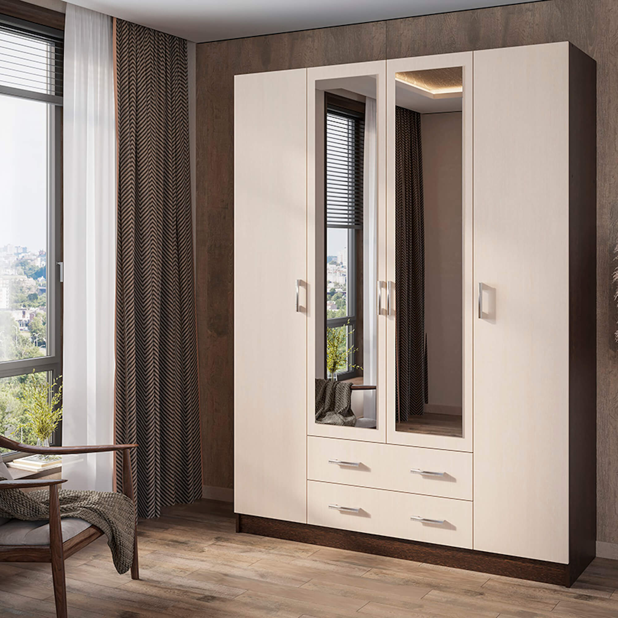 Квадро Шкаф дуб венге/дуб белфорд