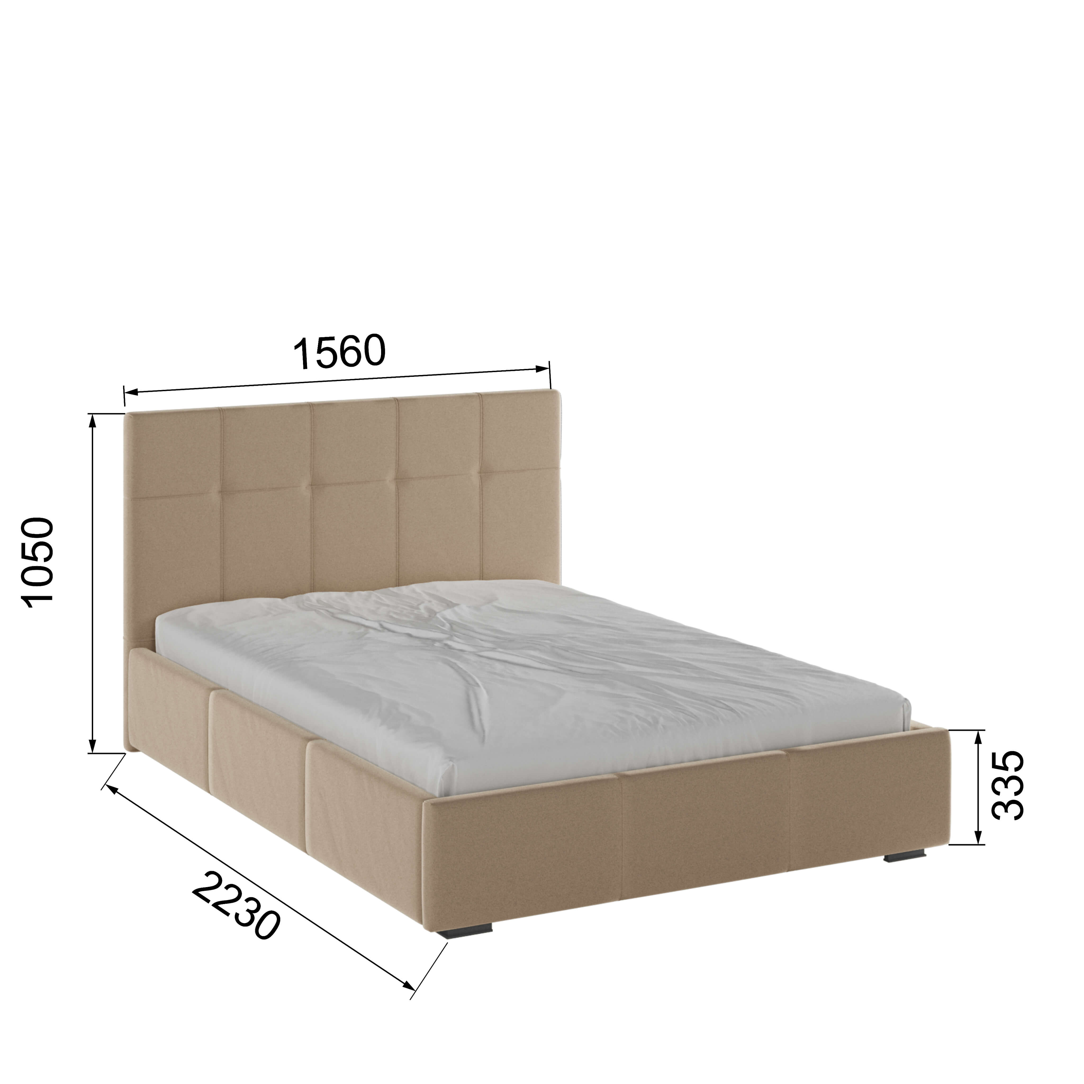 Корпус Рио интерьерной кровати (1,4м) бежевый квадрат
