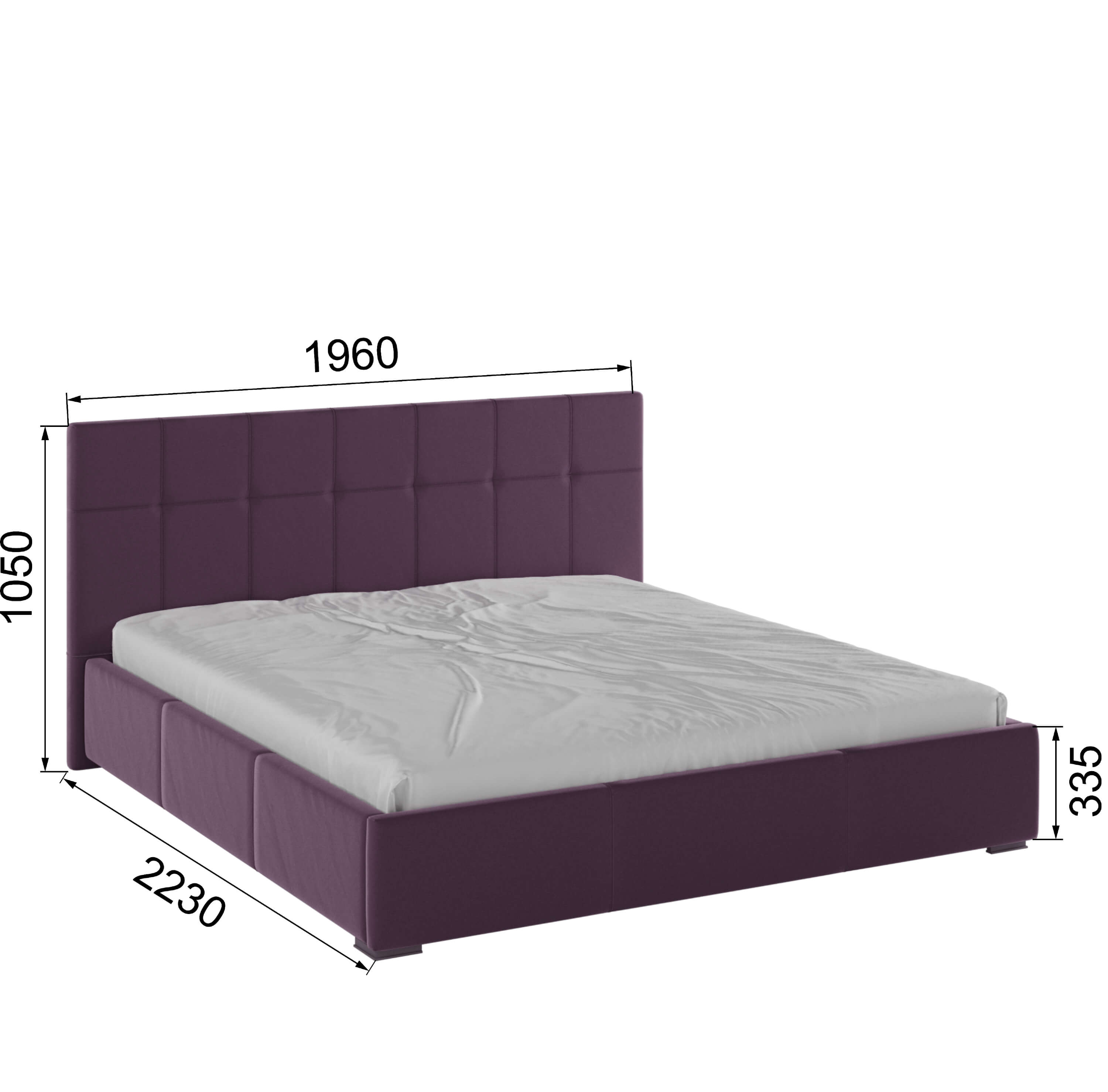 Корпус Рио интерьерной кровати (1,8м) винный квадрат