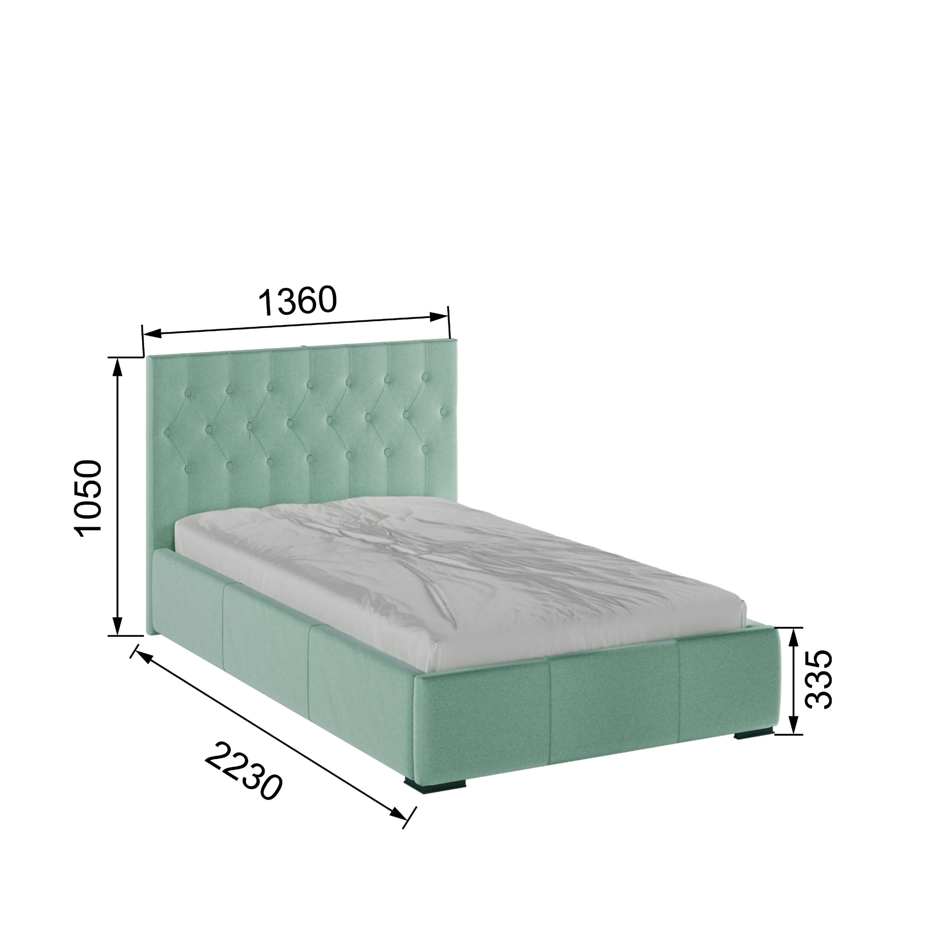 Корпус Октавия интерьерной кровати (1,2м) мятный ромб