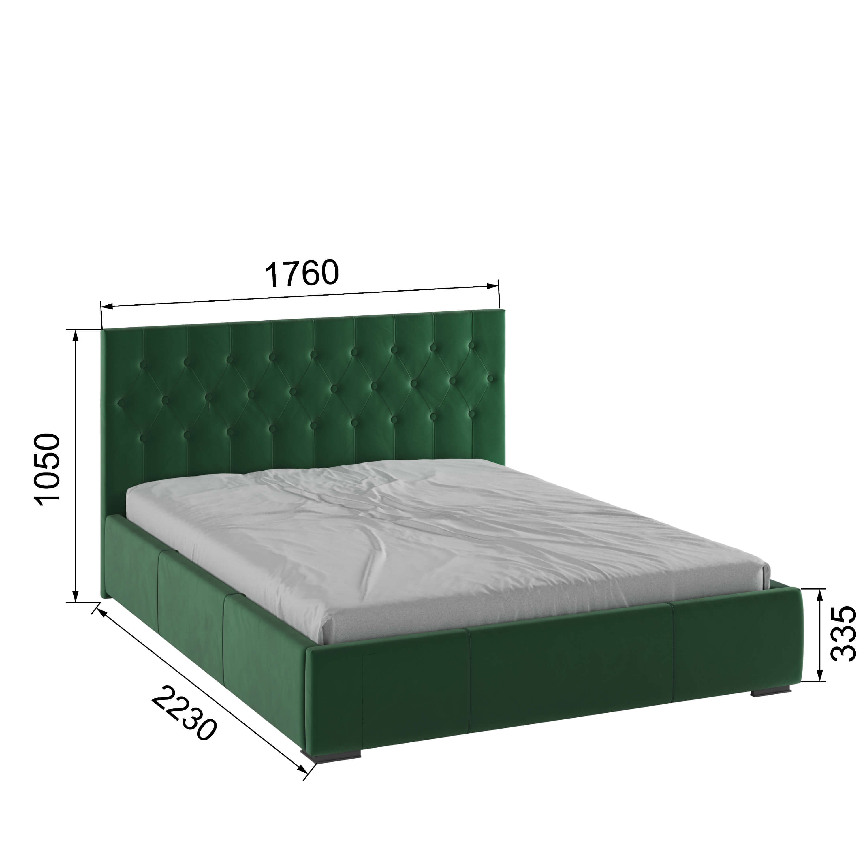 Корпус Октавия интерьерной кровати (1,6м) изумруд ромб