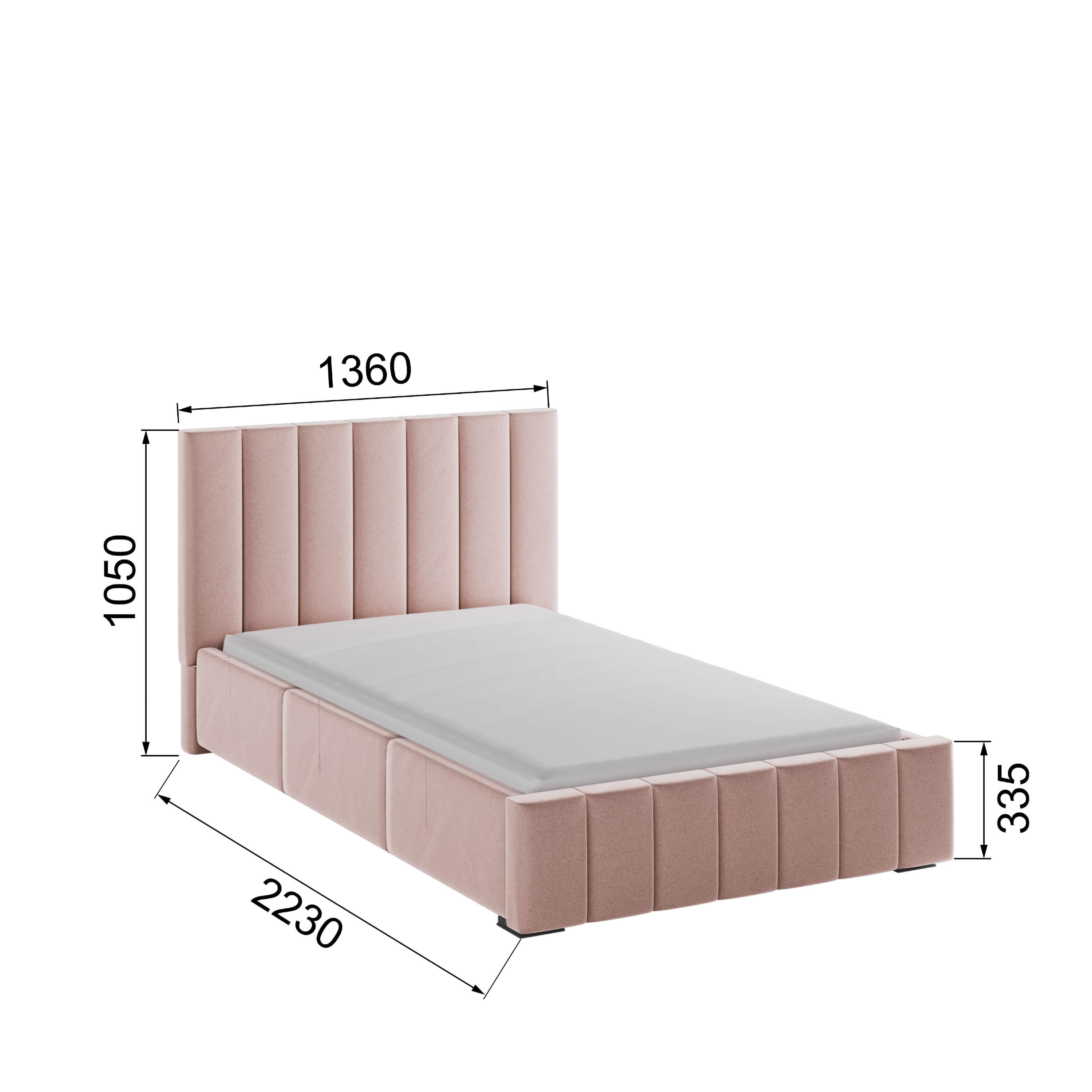 Корпус Нега интерьерной кровати (1,2м) пыльная роза
