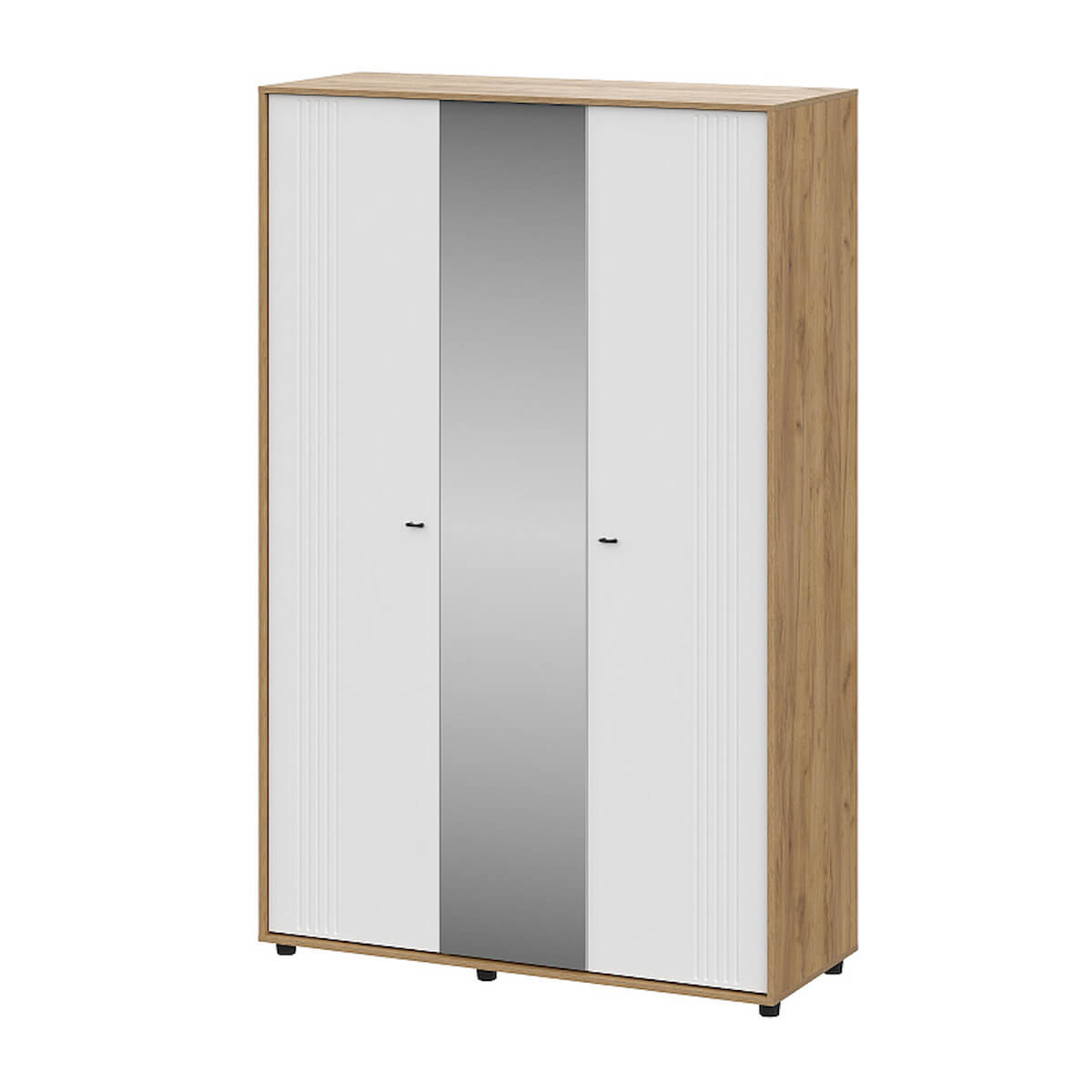 МС "Милан" Шкаф трехстворчатый Дуб Золотой/Белый/Белый Матовый