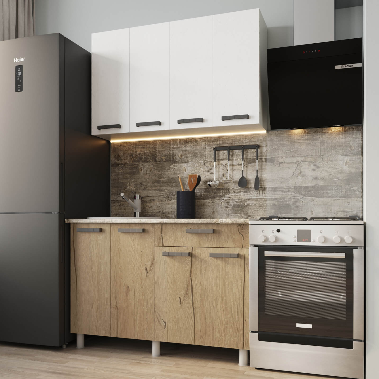 "Григгс Готовое решение" 1,2 м белый/камень светлый/дуб канадский