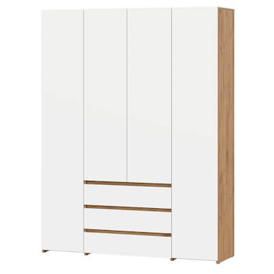 МС "Некст 1" Шкаф комбинированный четырехстворчатый Дуб Золотой/Белый