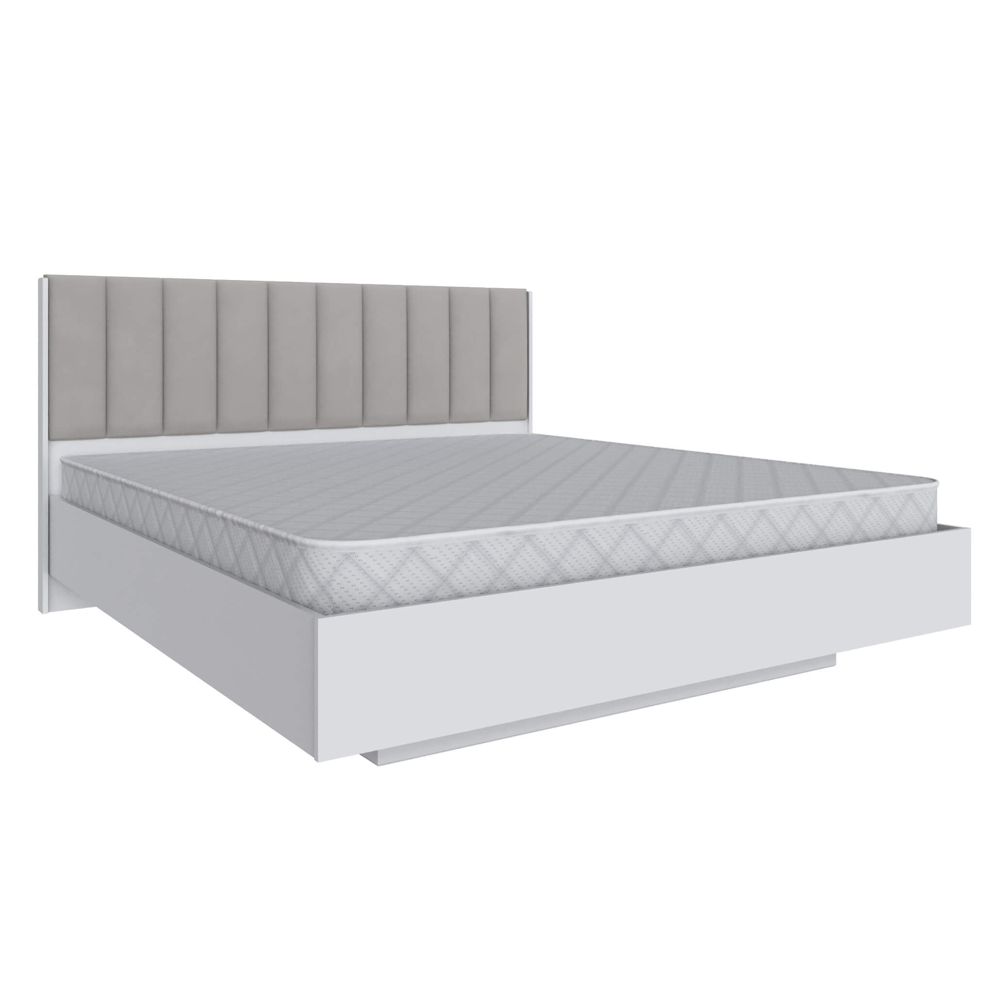 Спальня Мадрид кровать МД-2, МД-3 (1,8) мягкое изголовье Волна светло-серый