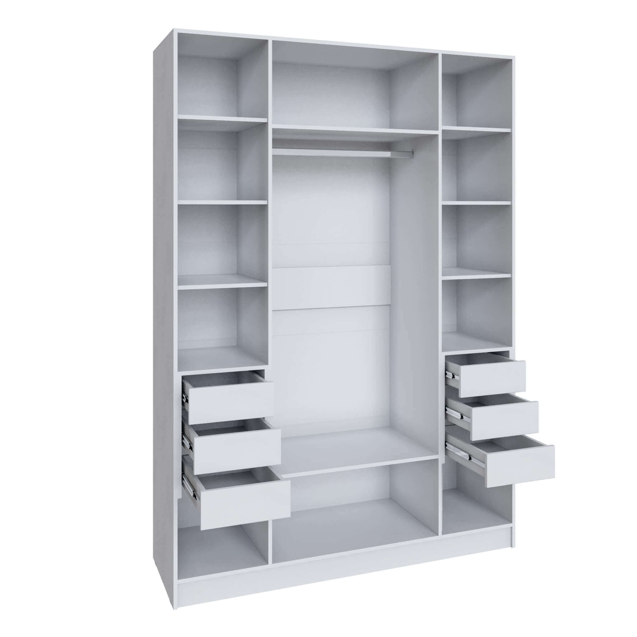 Шкаф Мадрид (1,6) с 6 ящ. внутри без зеркала белый