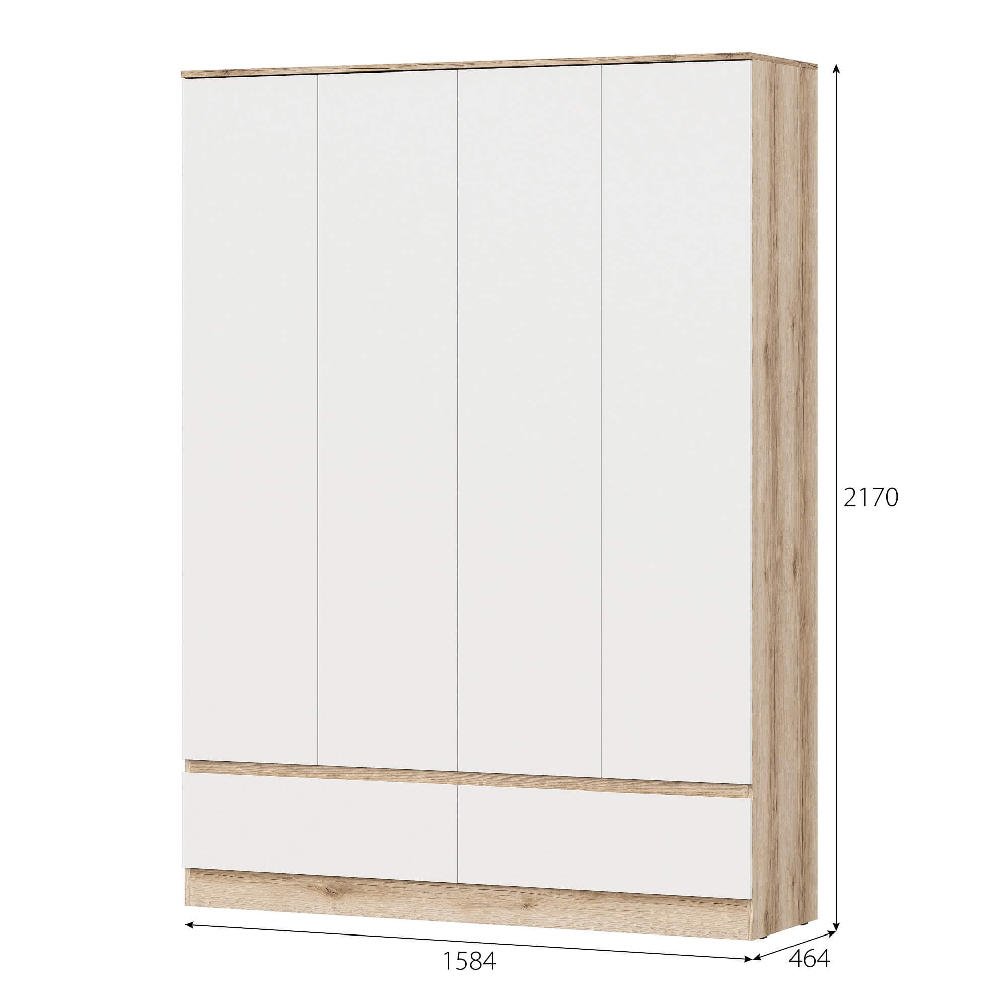 МС "Брауни" Шкаф четырехстворчатый (с ящиками) Дуб Делано/Белый