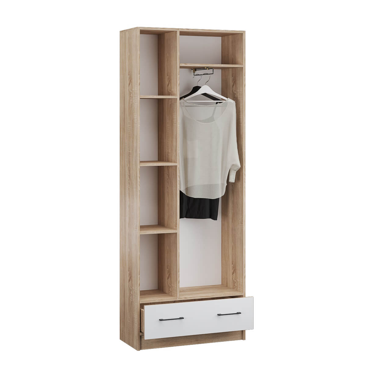 Прихожая Денвер шкаф 2х-ств. дуб сонома/Белый
