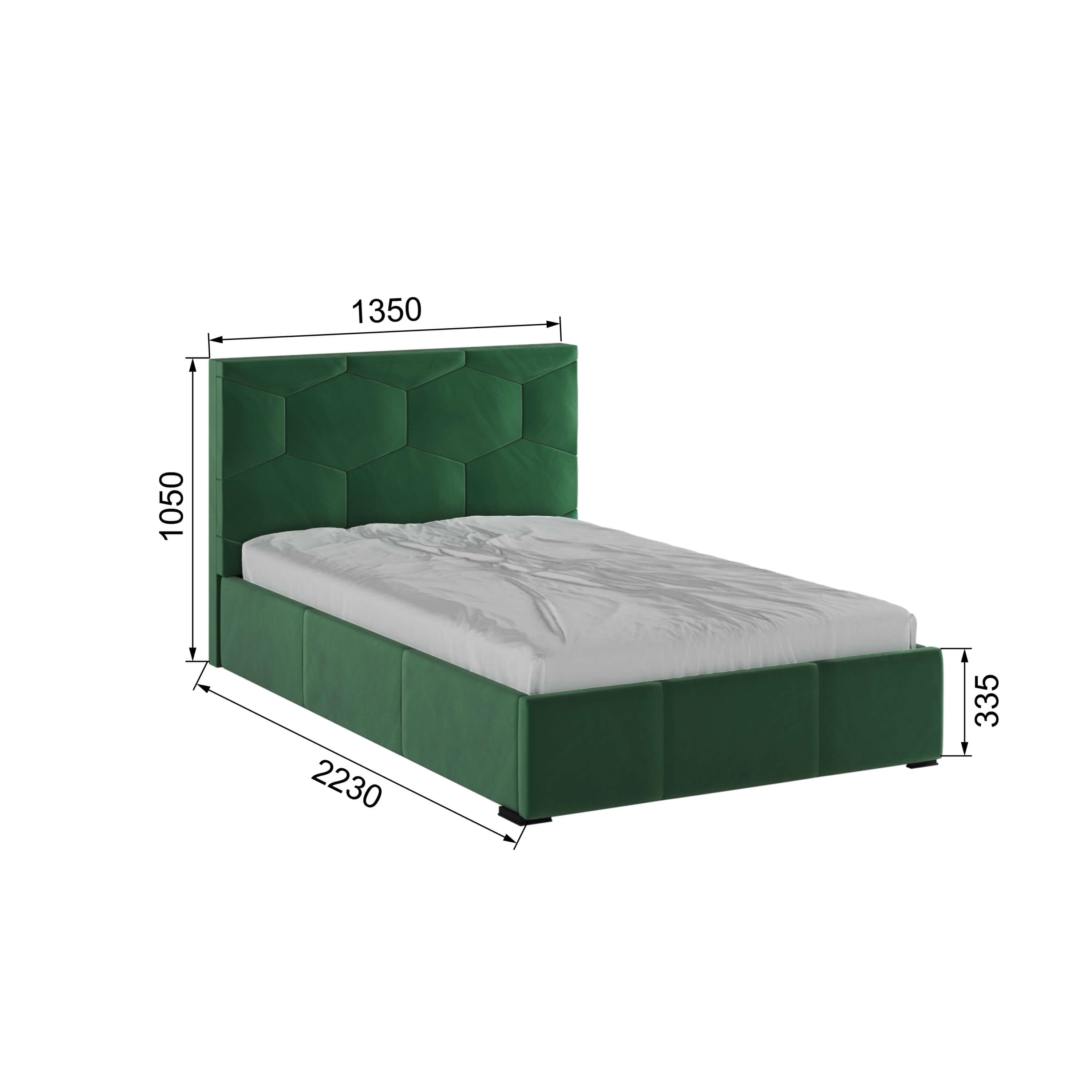 Корпус Манука интерьерной кровати (1,2м) изумруд