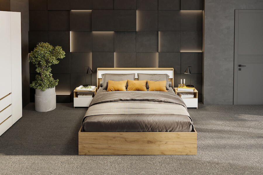 МС "Некст 1" Кровать двойная (1,6х2,0) Дуб Золотой/Белый