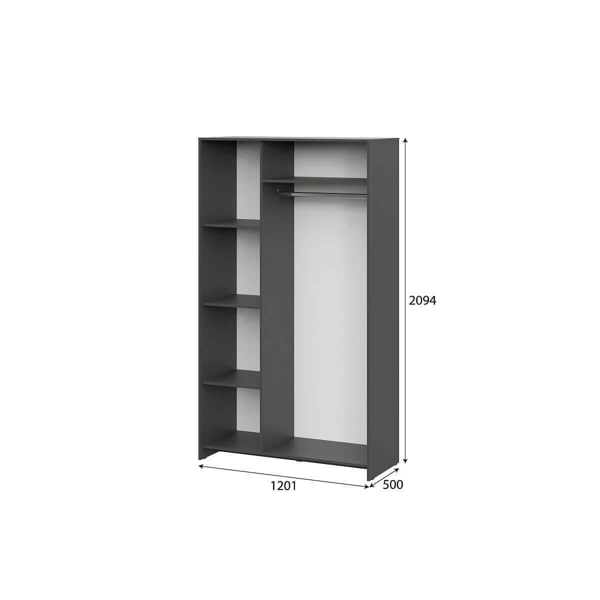 МС "Дольче" Шкаф трехстворчатый Графит/Белый