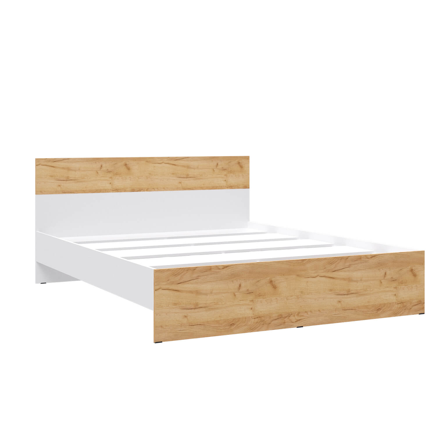 Кровать Юнона (1,6 м) белый/дуб крафт золотой