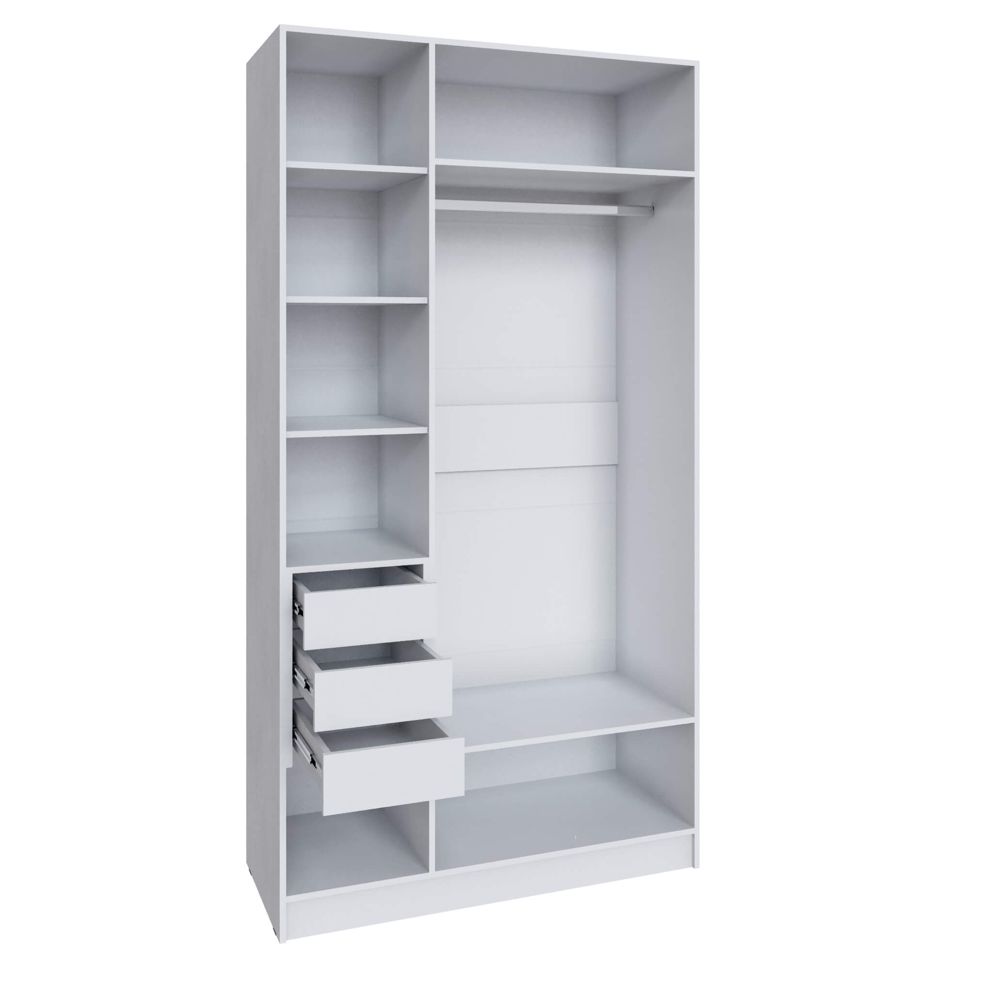 Шкаф Мадрид (1,2) с 3 ящ. внутри без зеркала белый