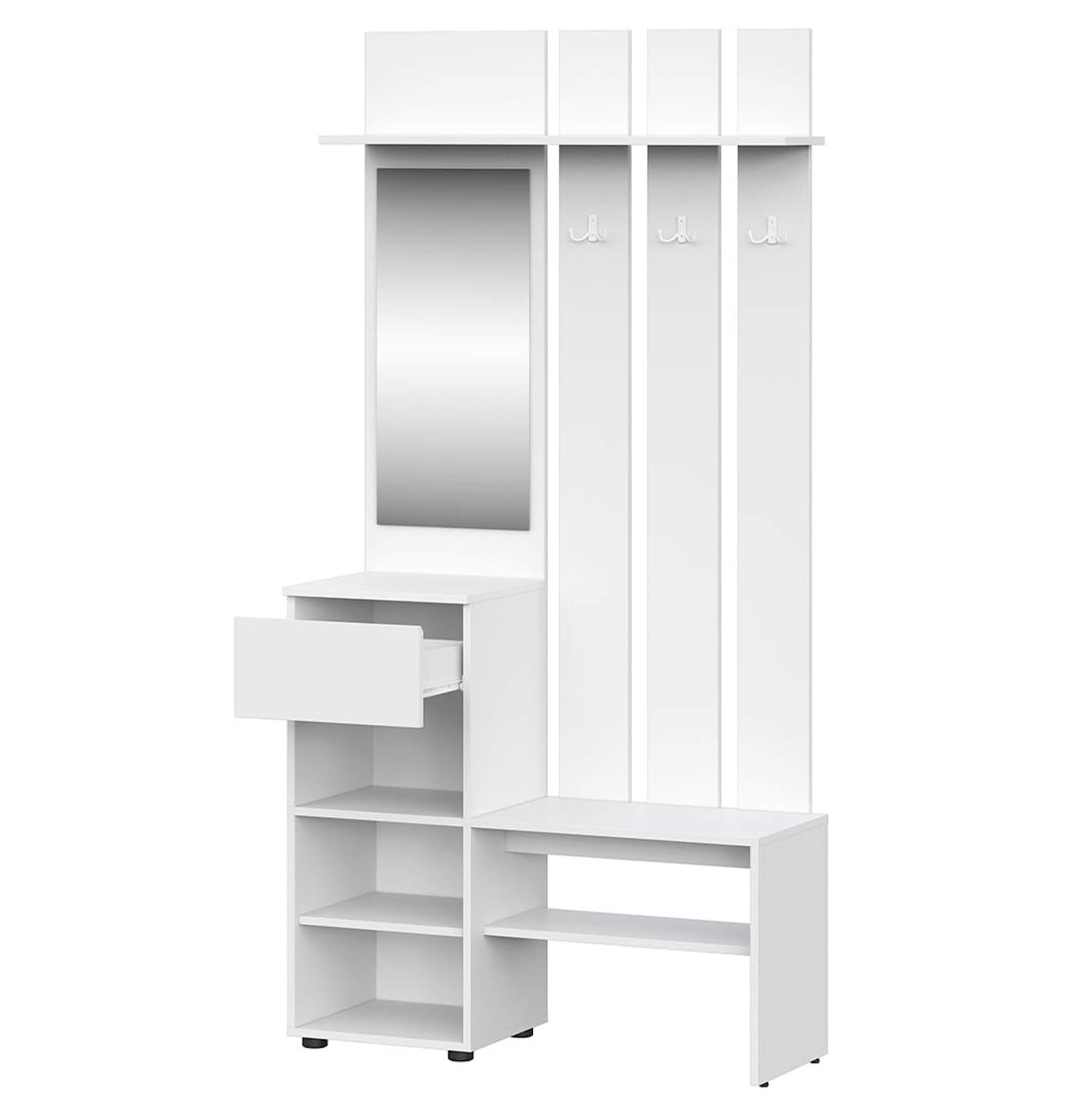 МС "Токио" Вешалка с зеркалом (серия 2) Белый Текстурный