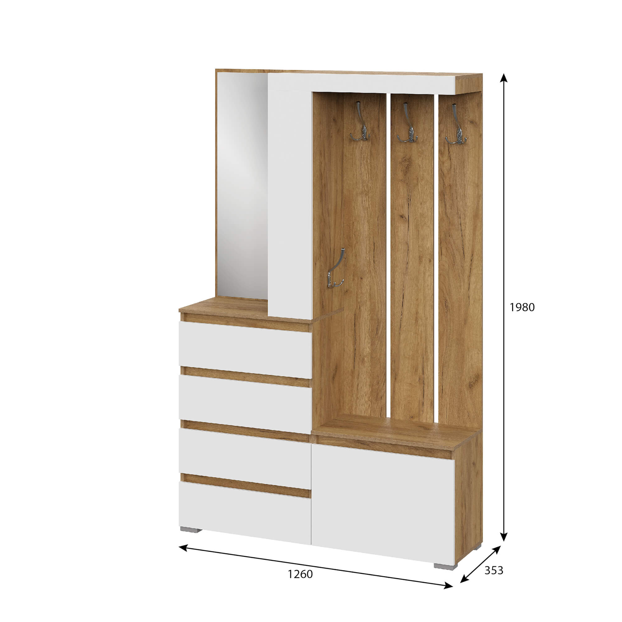 Люмо Прихожая дуб крафт золотой/белый