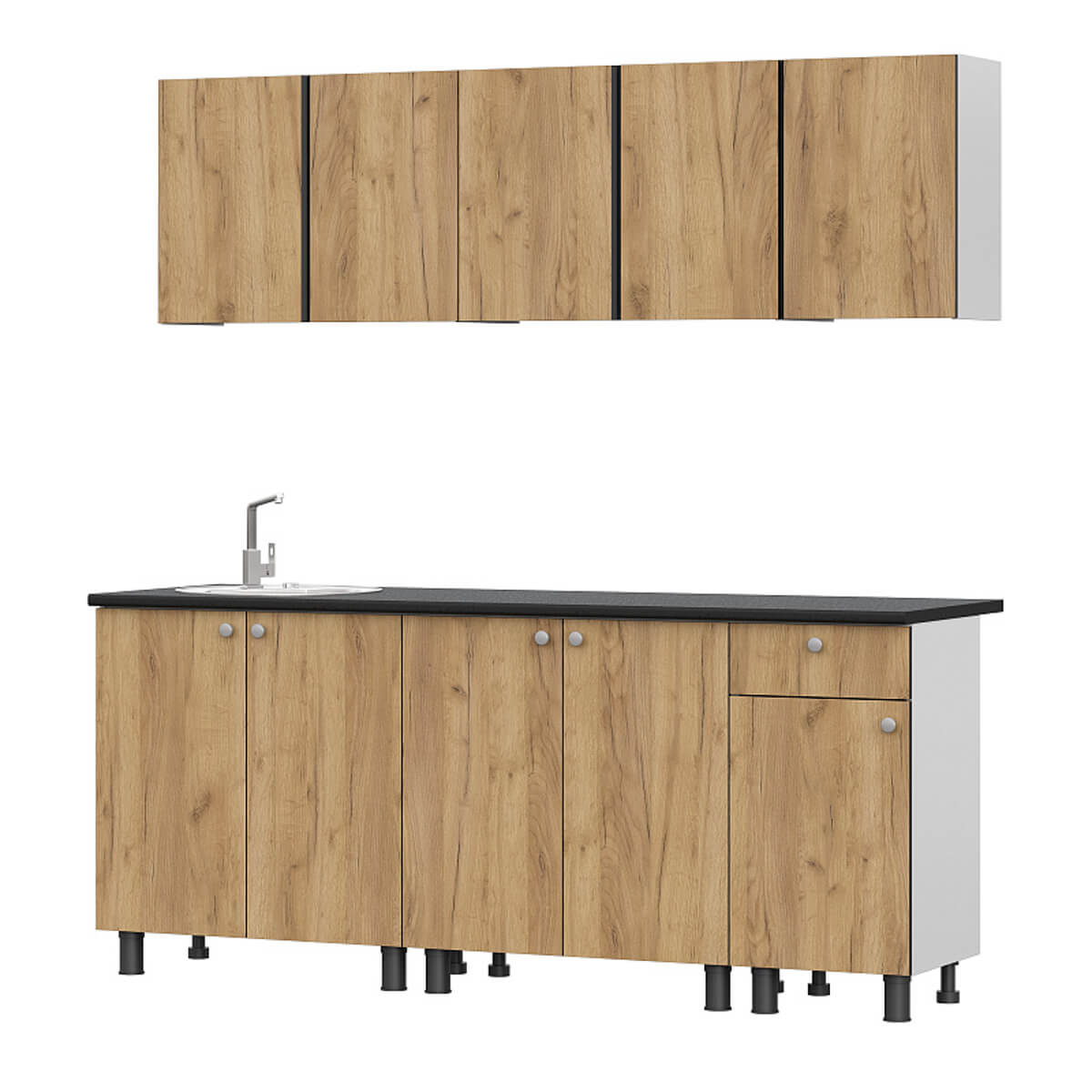 Кухонный гарнитур "КГ - 1(2000)" Белый/Дуб золотой/Чёрный