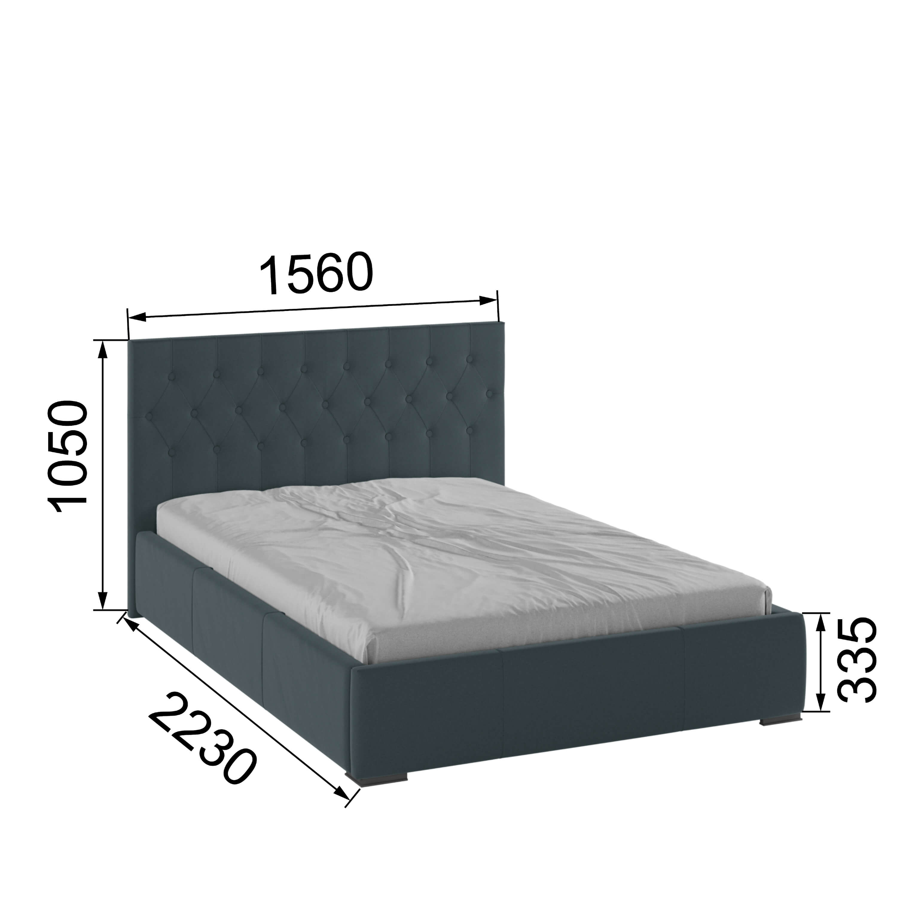 Корпус Октавия интерьерной кровати (1,4м) серый ромб