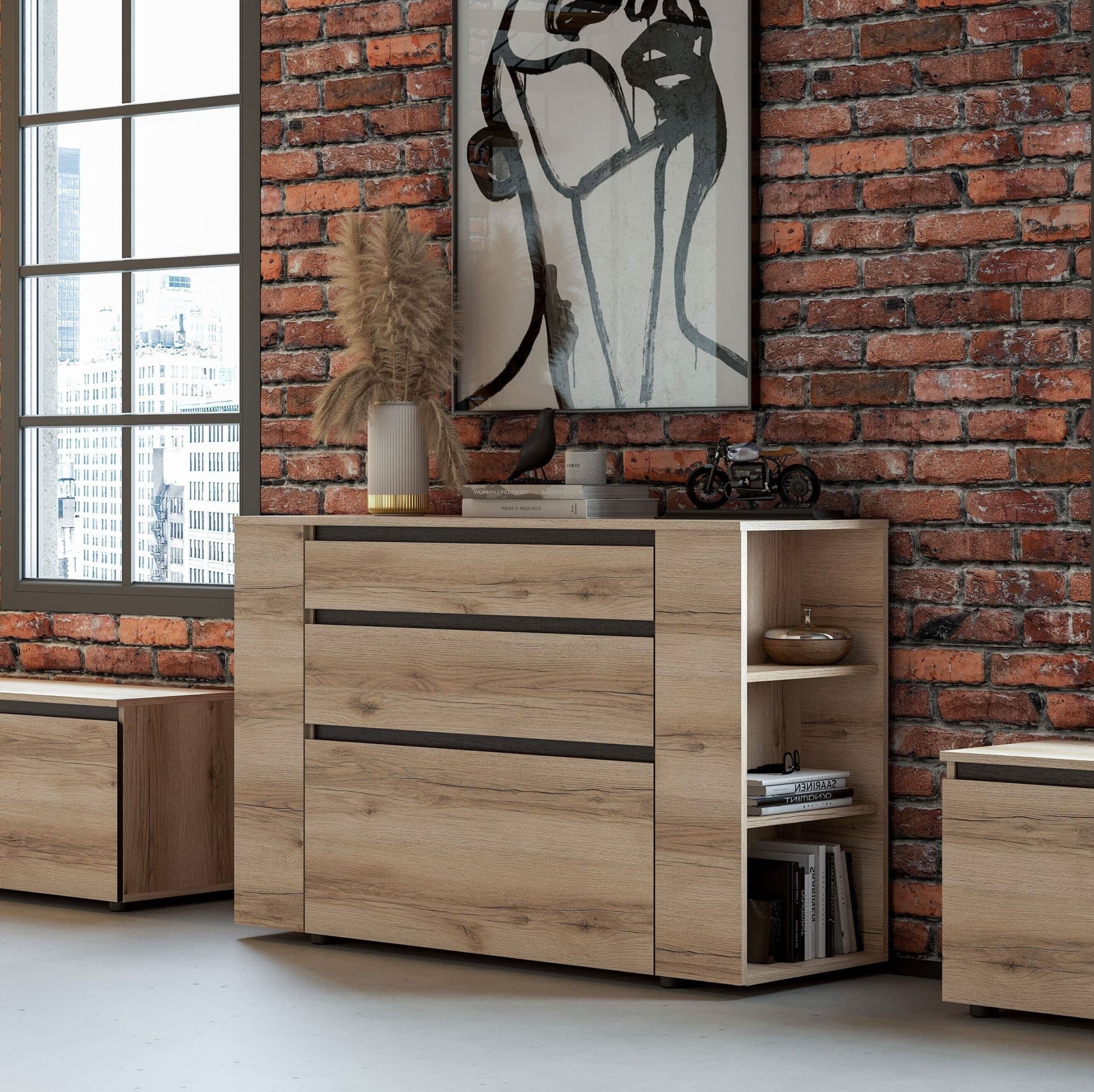 МС "Берген" Комод (Дуб Венге/Дуб Делано) серия 3